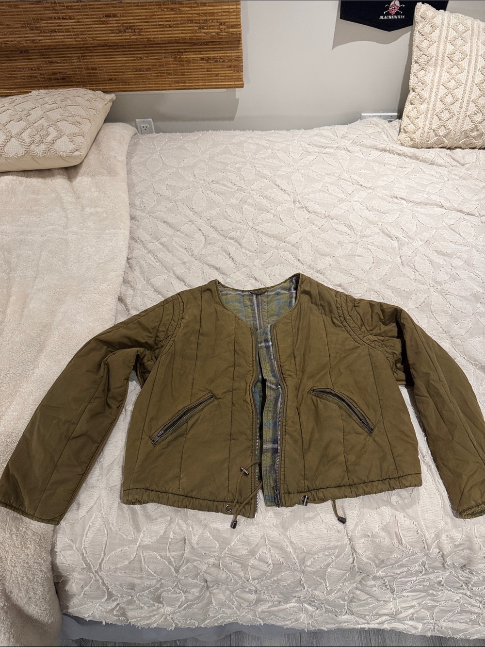 Green Free People Quilted Jacket
